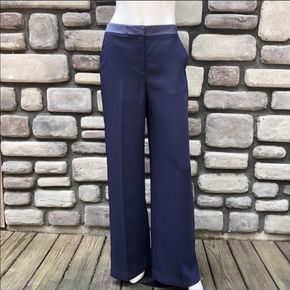 High-Waist Wide Leg Pants - Navy